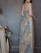 Vintage Fitted Spaghetti Strap Sequined Long Formal Prom Dresses