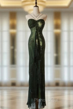 Vintage Forest Green Formal Prom Dresses For Party&Quinceanera-Elegant Spaghetti Straps Glitter Beaded Evening Gown