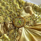 Vintage Gold Spaghetti Strap Silk Sheath Prom Dresses Beaded Evening Gowns With Scarf