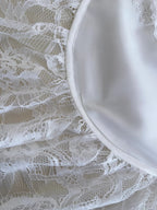 Vintage Gorgeous White Irregular Strap Pearl Lace Formal Prom Dresses Bridesmaid Dresses