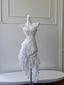 Vintage Gorgeous White Irregular Strap Pearl Lace Formal Prom Dresses Bridesmaid Dresses