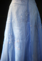 Vintage Gradient Light Blue A-Line Spaghetti Strap Beaded Tulle Long Formal Prom Dresses