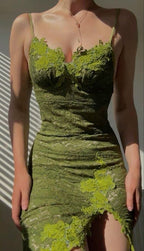 Vintage Green Dresses Lace Formal Prom Dresses