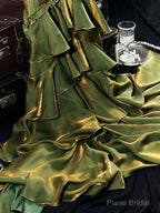 Vintage Green Tiered Flounce Long Prom Dress Party Evening Gown