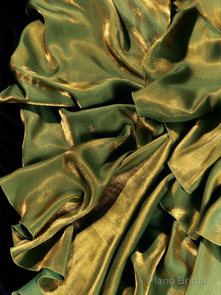 Vintage Green Tiered Flounce Long Prom Dress Party Evening Gown