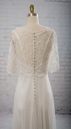 Vintage Half Sleeve V-Neck Elegant See Through Wedding Prom Dresses