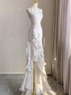 Vintage High Low White Chiffon Wedding Dresses