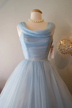 Blue Vintage Fashion Long Tulle Elegant Homecoming Dresses Formal Prom Dresses Formal Evening Dresses Party Dresses Bridesmaid Dresses