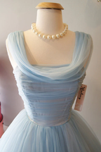 Blue Vintage Fashion Long Tulle Elegant Homecoming Dresses Formal Prom Dresses Formal Evening Dresses Party Dresses Bridesmaid Dresses