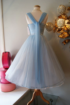 Blue Vintage Fashion Long Tulle Elegant Homecoming Dresses Formal Prom Dresses Formal Evening Dresses Party Dresses Bridesmaid Dresses