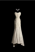 Vintage Ivory Mermaid Strapless Ruched Satin Long Formal Prom Dresses