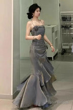 Vintage Long Prom Dress Luxury Slim Mermaid Spaghetti Strap Floral Dress Elegant Casual Evening Party Dress