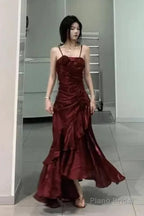 Vintage Long Prom Dress Luxury Slim Mermaid Spaghetti Strap Floral Dress Elegant Casual Evening Party Dress