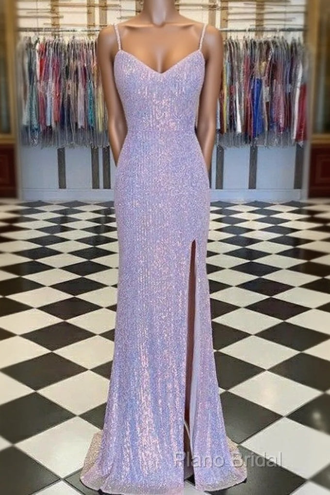 Vintage Mermaid Floor Length Sleeveless Sequin Formal Prom Dresses Main image