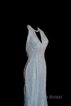 Vintage Mermaid Halter Neck Blue Sequin Formal Prom Gown Fairy Formal Prom Dresses