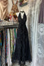 Vintage Mermaid Halter Sleeveless Long Black Lace Formal Evening Dresses Formal Prom Dresses