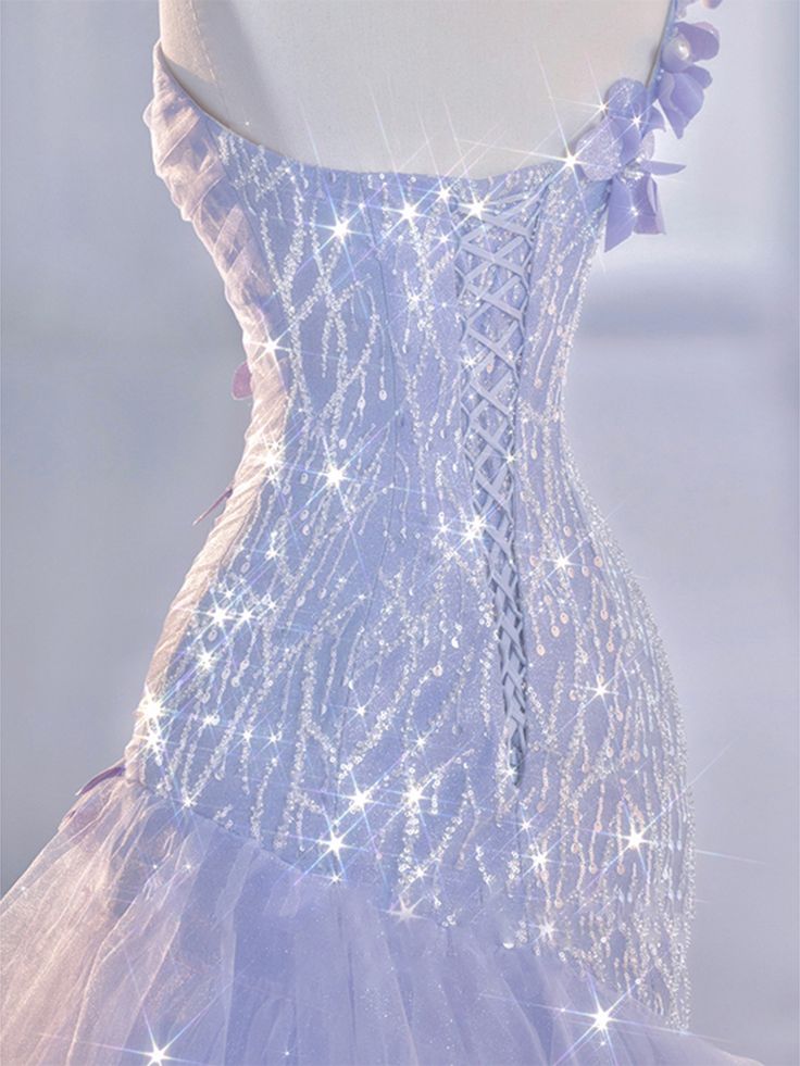 Vintage Mermaid One Shoulder Lilac Tulle Satin Long Formal Prom Dresses Party Dresses