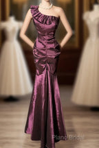 Vintage Mermaid One Shoulder Sleeveless Long Formal Prom Gown Fairy Formal Prom Dresses