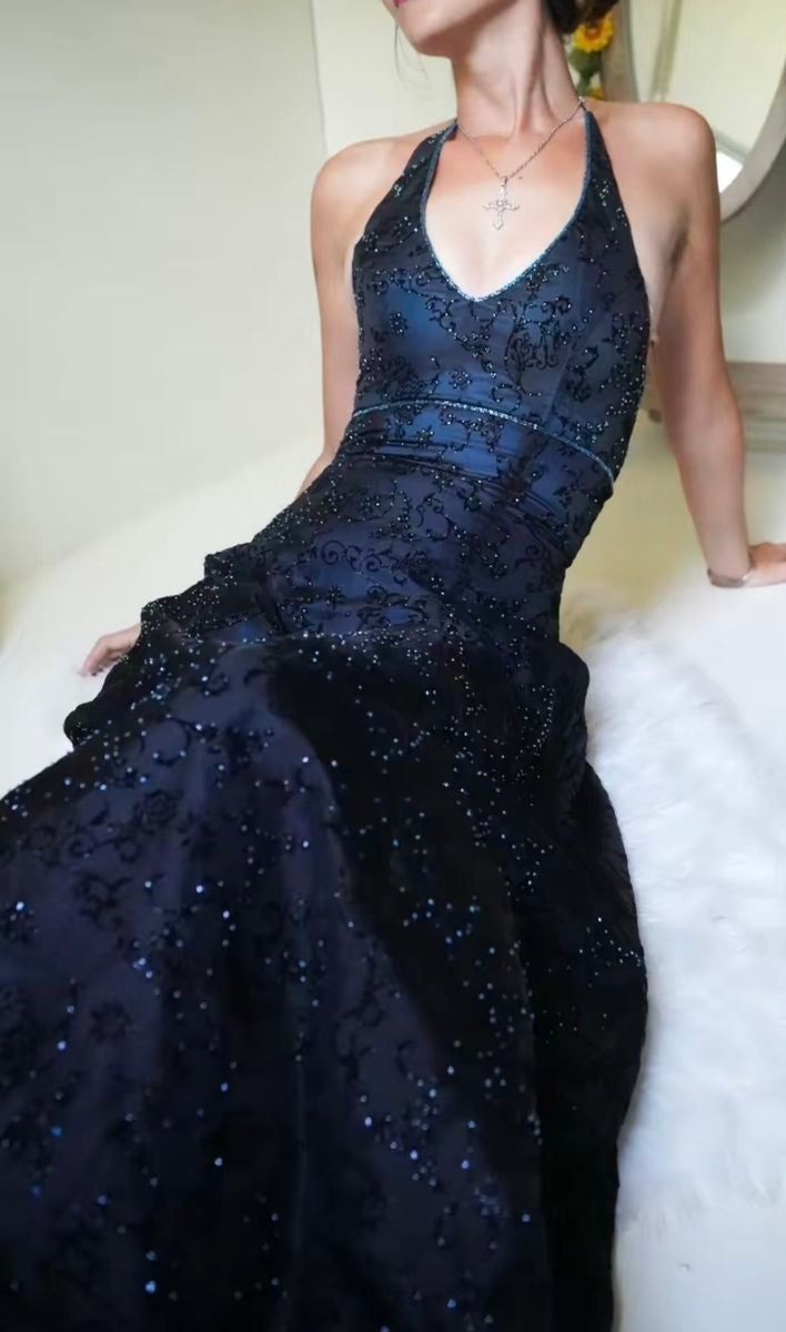 Vintage Mermaid Purple Lace Halter Formal Prom Dresses Long Formal Evening Party Dresses Formal Prom Gowns