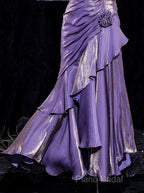 Vintage Mermaid Spaghetti Straps Long Lilac Formal Prom Dresses Birthday Outfits