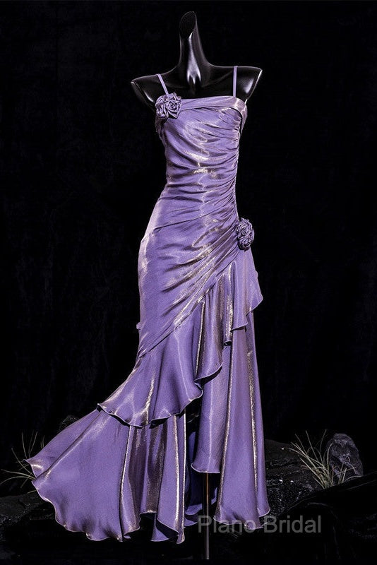 Vintage Mermaid Spaghetti Straps Long Lilac Formal Prom Dresses Birthday Outfits