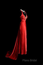 Vintage Mermaid Spaghetti Straps Satin Red Formal Prom Gown Fairy Formal Prom Dresses