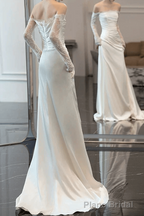 Vintage Mermaid Strapless Long Sleeves White Wedding Dresses