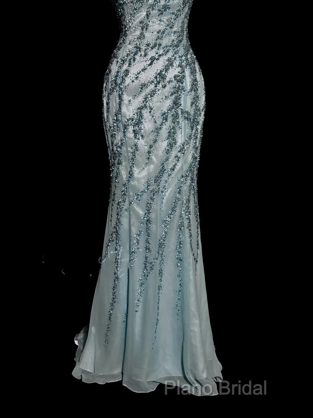 Vintage Mermaid Strapless Tulle Blue Beads Long Formal Prom Gown Fairy Formal Prom Dresses