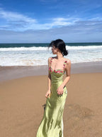 Vintage Mermaid Straps Birthday Party Dresses Ankle Length Bud Green Formal Prom Dresses