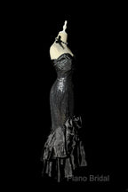 Vintage Mermaid Sweetheart Black Sequin Long Formal Prom Gown Fairy Formal Prom Dresses