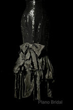 Vintage Mermaid Sweetheart Black Sequin Long Formal Prom Gown Fairy Formal Prom Dresses