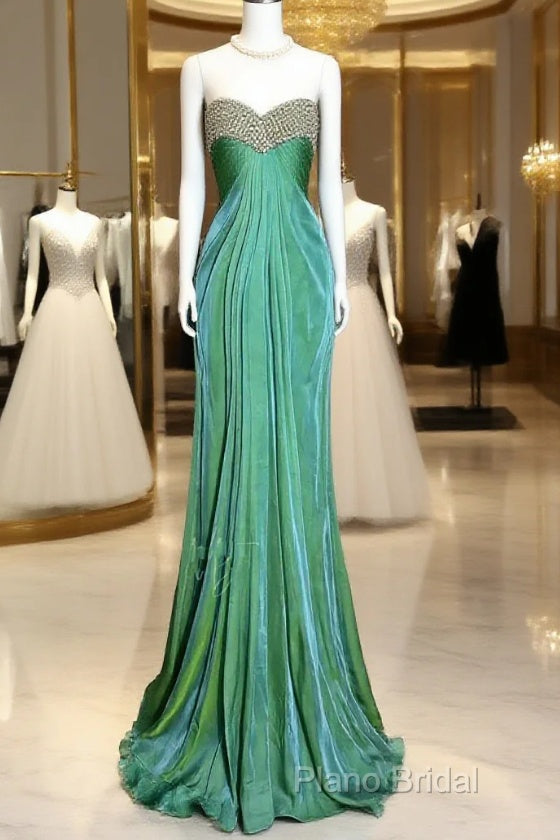 Vintage Mermaid Sweetheart Green Long Formal Prom Gown Fairy Formal Prom Dresses Main image