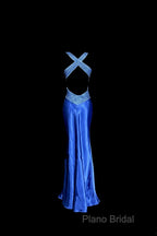 Vintage Mermaid Sweetheart Neckline Royal Blue Satin Backless Formal Prom Gown Fairy Formal Prom Dresses
