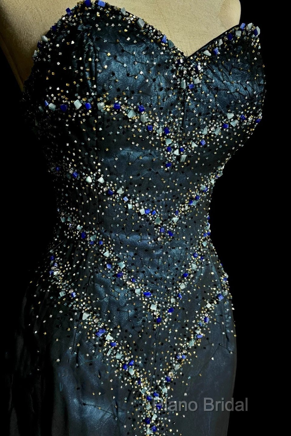 Vintage Mermaid Sweetheart Sleeveless Long Blue Slit Formal Prom Gown Fairy Formal Prom Dresses