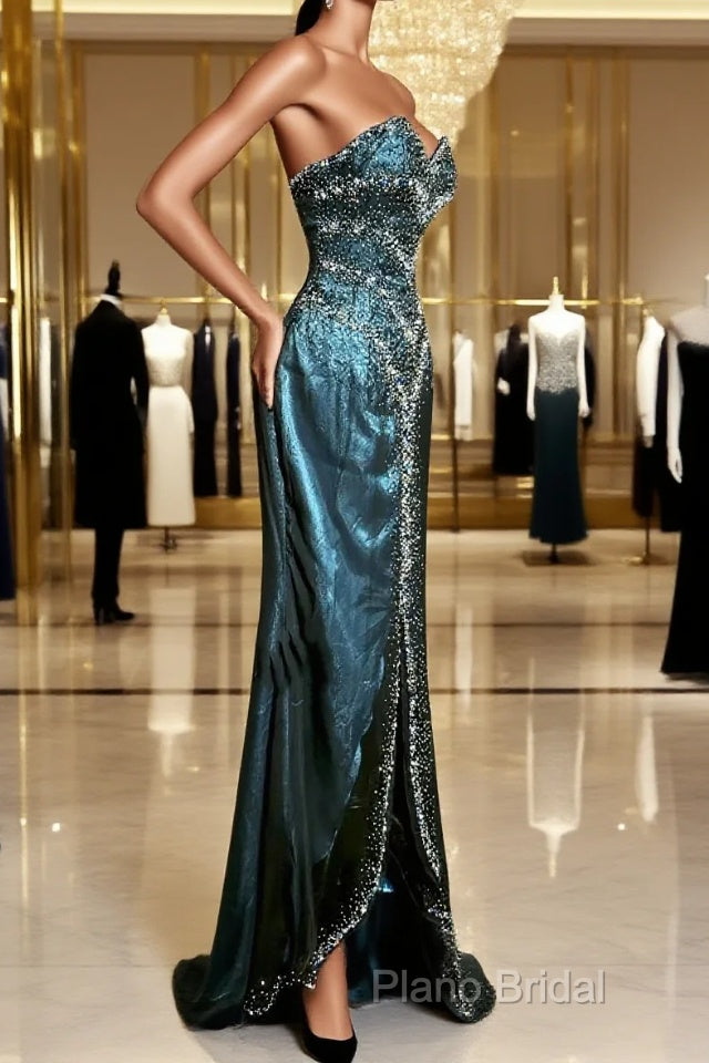 Vintage Mermaid Sweetheart Sleeveless Long Blue Slit Formal Prom Gown Fairy Formal Prom Dresses Main image