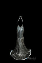 Vintage Mermaid V Neckline Gray Sequin Long Formal Prom Gown Fairy Formal Prom Dresses