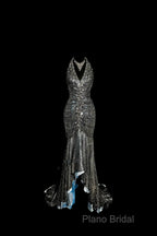 Vintage Mermaid V Neckline Gray Sequin Long Formal Prom Gown Fairy Formal Prom Dresses