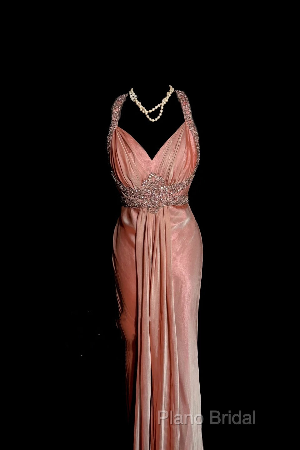Vintage Mermaid V Neckline Pink Backless Long Formal Prom Gown Fairy Formal Prom Dresses