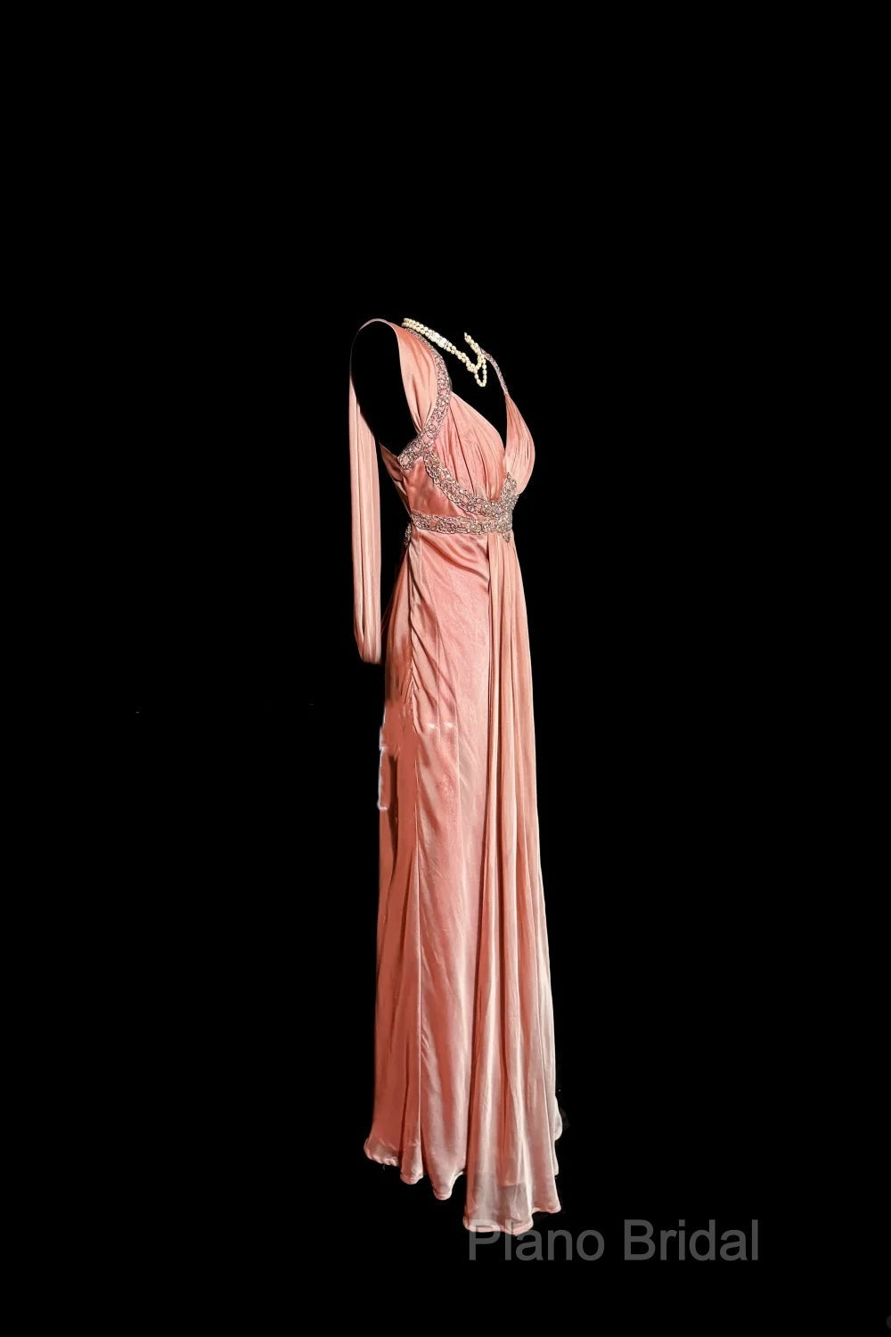 Vintage Mermaid V Neckline Pink Backless Long Formal Prom Gown Fairy Formal Prom Dresses
