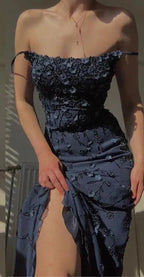 Vintage Navy Blue Spaghetti Straps Formal Prom Dresses Sexy Mermaid 17Th Birthday Outfits