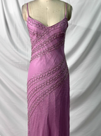 Vintage Pink Mermaid V-Neck Beaded Chiffon Long Formal Prom Dresses