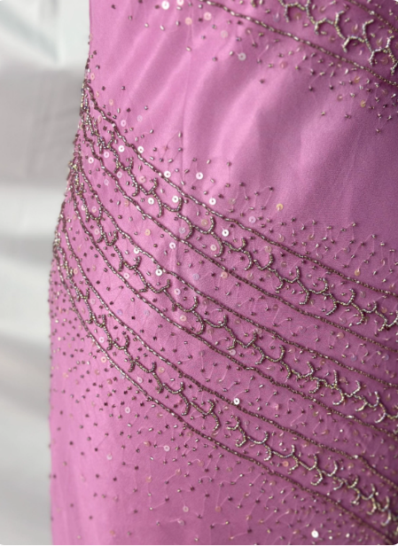 Vintage Pink Mermaid V-Neck Beaded Chiffon Long Formal Prom Dresses