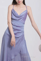 Vintage Sheath Halter Lilac Ankle Length Formal Prom Dresses Birthday Outfits