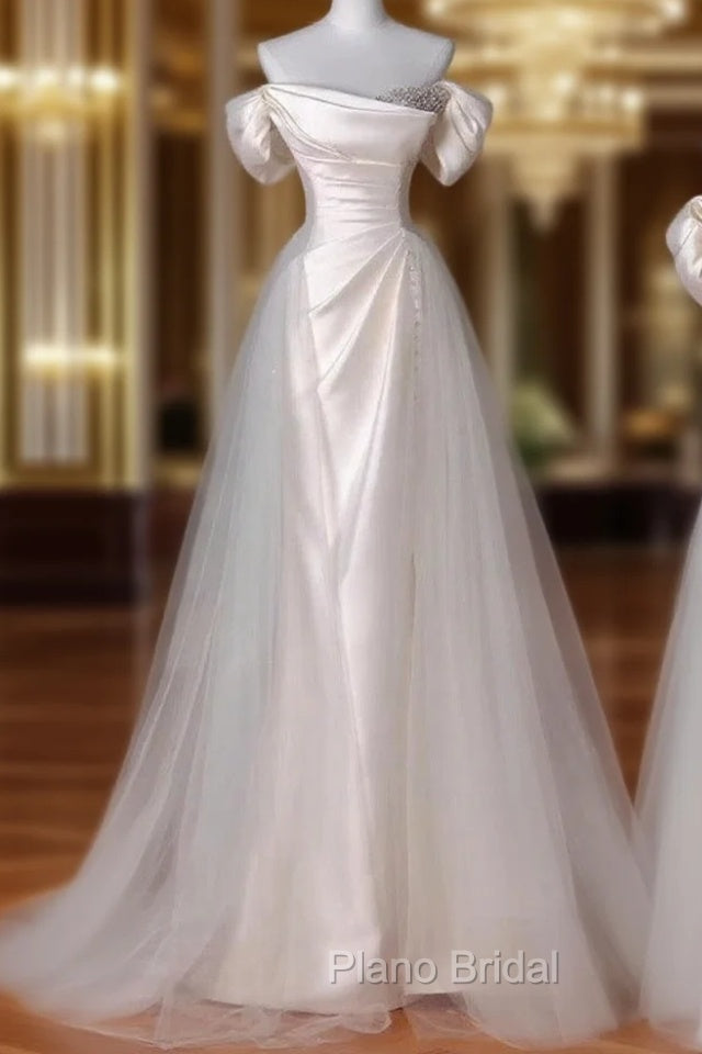 Vintage Sheath Off The Shoulder Satin Long Formal Prom Dresses Party Evening Dresses