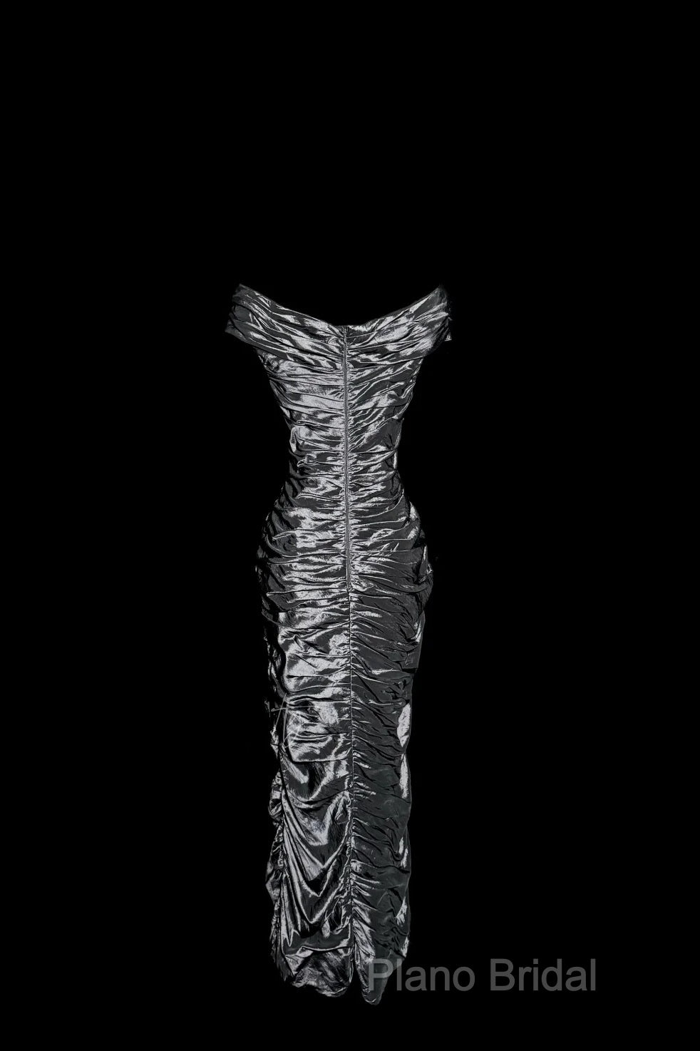 Vintage Sheath Off The Shoulder Silver Gray Sleeveless Long Formal Prom Gown Fairy Formal Prom Dresses Secondary image