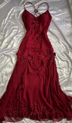 Vintage Sheath Spaghetti Straps Burgundy Long Formal Prom Dresses Formal Evening Dresses With Beads