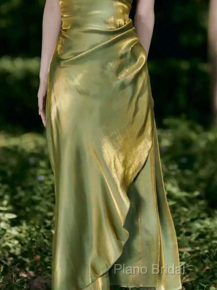 Vintage Sheath Spaghetti Straps Green Shiny Formal Prom Dresses Birthday Outfits