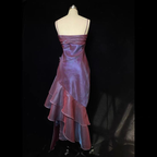 Vintage Spaghetti Straps Asymmetrical Midi Length Party Dresses