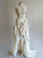 Vintage Unique Long Lace Formal Prom Dresses Wedding Dresses Bridal Gown