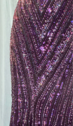 Vintage V Neck Dark Purple Chiffon Sequin Mermaid Long Party Gown Formal Evening Dresses